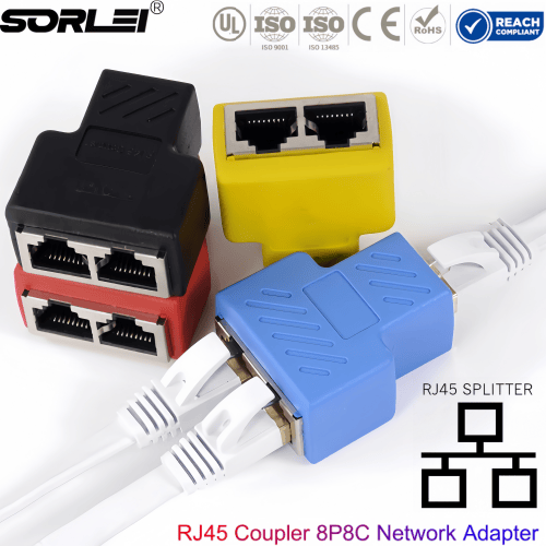 RJ45 Splitter to 2 Female Colorful STP 8P8C Nickel-plated Ethernet Y Adapter Network Cable Extension