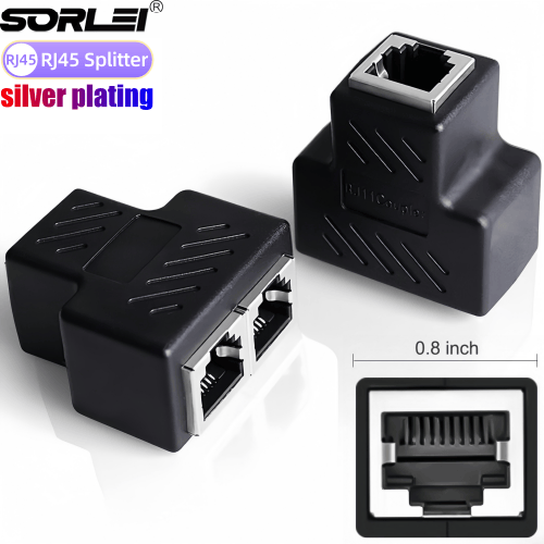 RJ45 Connector Network Adapter Black silver-plating 8P8C Female to Female Coupler Extender RJ 45 Ethernet Cable Extension Converter